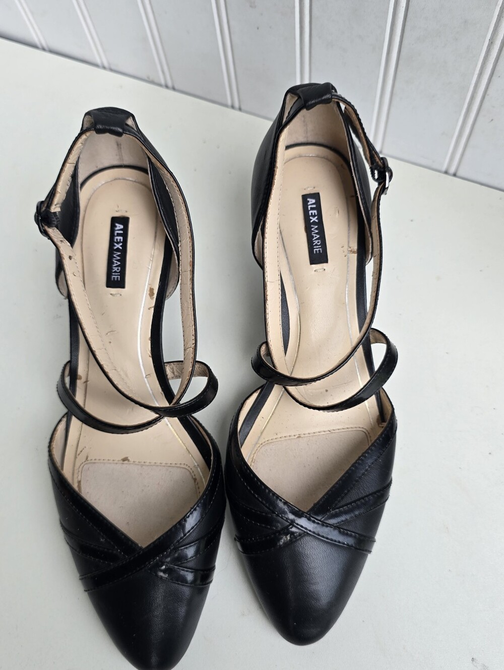 Black Leather High Heel Shoes from Alex Marie US size 8 Sv25